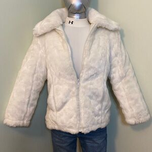 Snowdown Girl’s White Faux Fur Reversible Teddy Coat
